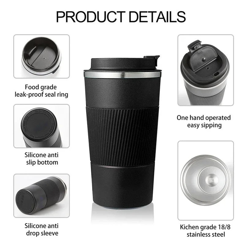 380ml 510ml Stainless Steel Coffee Cup Thermos Mug Garrafa Termico Caneca Termica Cafe Copo Non-slip Travel Car Insulated Bottle