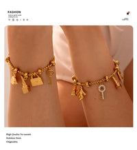 316L Stainless Steel Charm Bracelet For Women 18K Gold Plated Waterproof No Tarnish Women's Multiple Different Pendant Bracelets