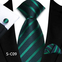 Business Mens Tie Luxury Striped 8cm NeckTie Pocket Square Cufflinks Set For Men Formal Fashion Wedding High Quality Gravata
