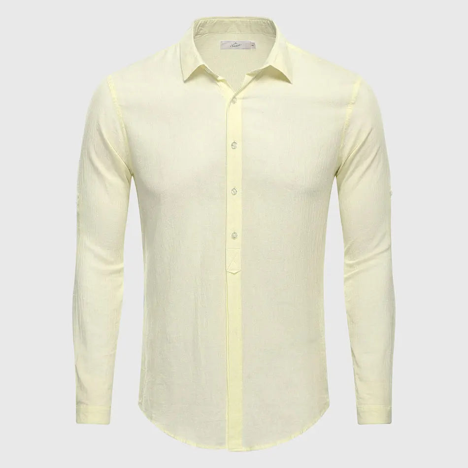 Men Cotton Linen Blend White Shirt Casual Male Shirt Slim Fit Spring Summer Style Cool