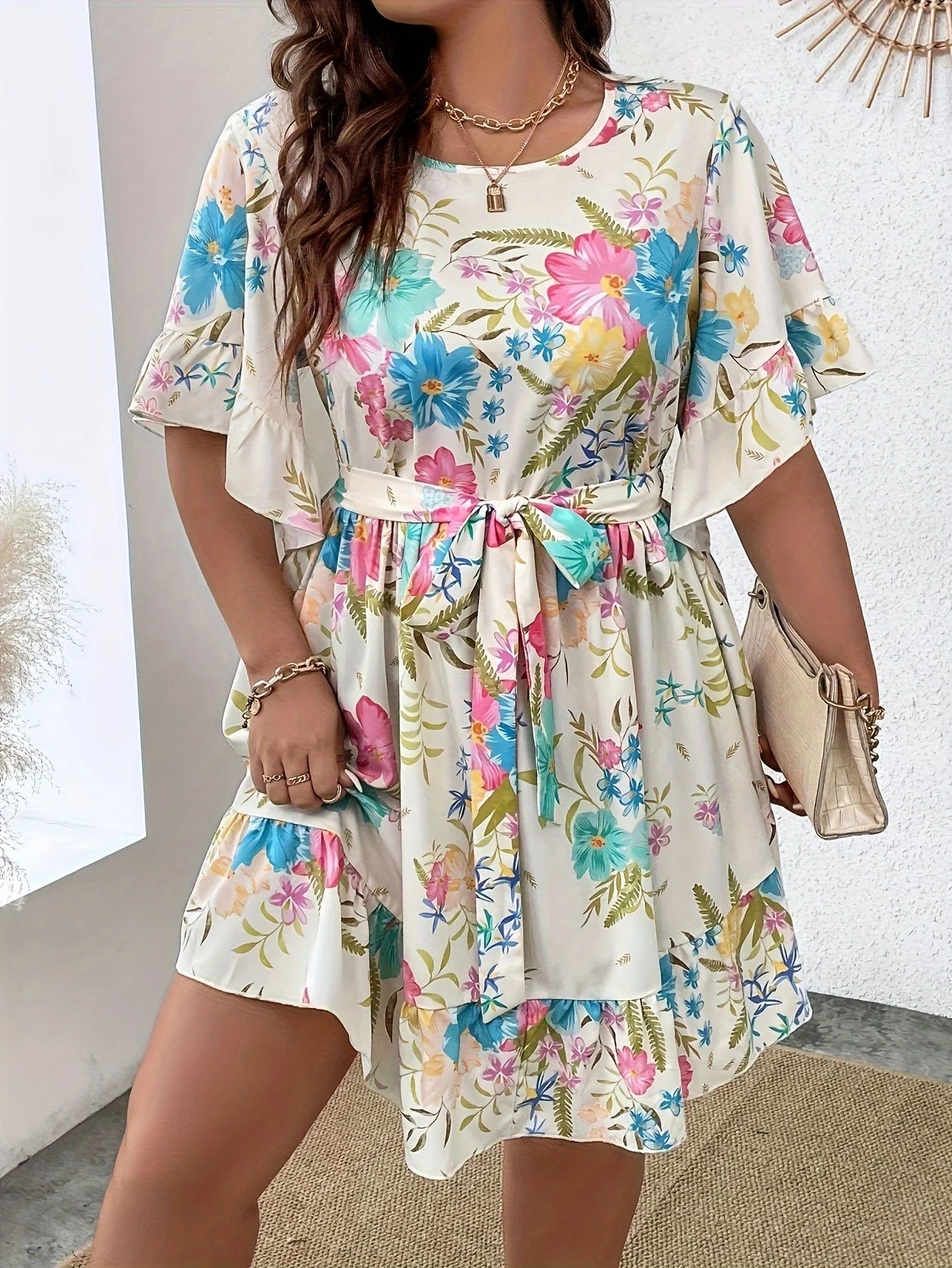 Large size fashionable printed women's dress