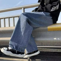 Men's Jeans Korean Version Student Casual Pants High Street Straight Loose Wide Leg Jeans Black Grey Blue Baggy Jeans