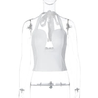 Sexy Steel Ring Type Wrapped Chest Hollow Out Tank Top Women Backless Bare Midriff Halter Crop Tops Tube Top Cropped Vest