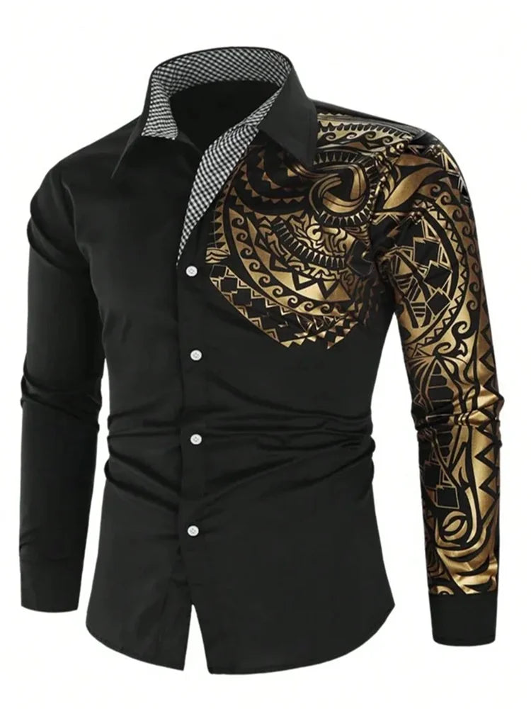 Men's Casual Button Shirt Blue Black White Wine Red Long Sleeve Lapel Spring Autumn Wedding Party Suit Plus Size Men's Clothing