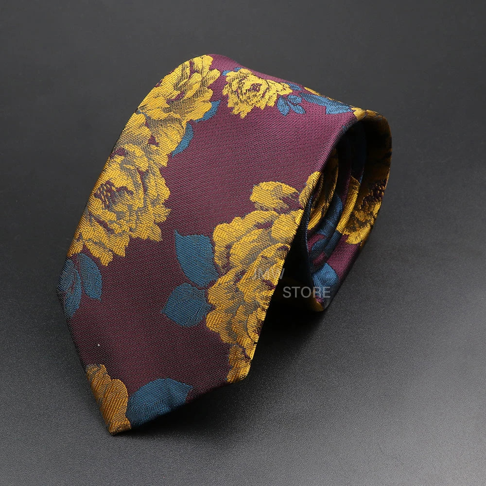 New Design Wedding Men Tie Green Wine Red Paisley Flower Animal Neckties Men Business Dropshipping Groom Collar Accessories Gift