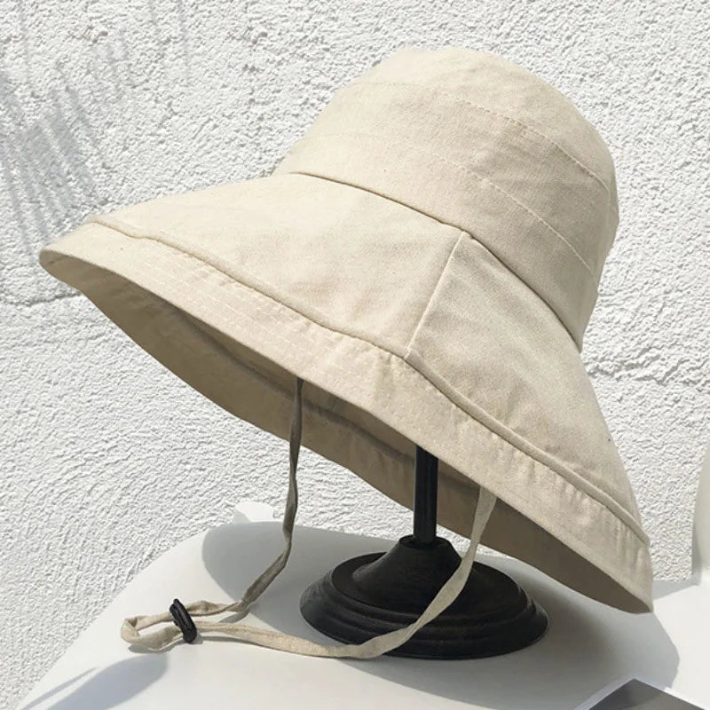 Wide Brim Anti-UV Fisherman's Hat Women Outdoor Hiking Camping Beach Sun Protection Hats Woman 2026 Summer Adjustable Bucket Hat