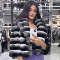 Winter Fur Coat Women Real Fur Coat Women Luxury Chinchilla Fur Real Rex Rabbit Fur Coat Warm Best Seller