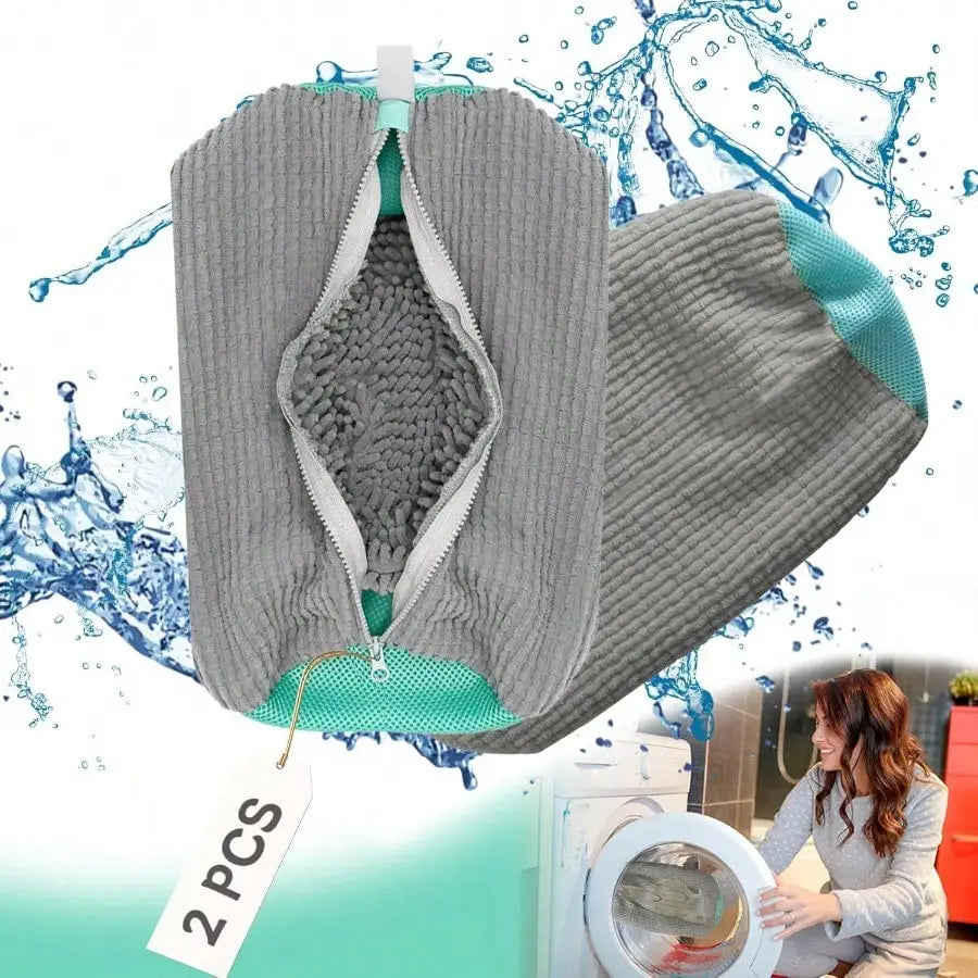 Machine Washable Shoe Washing & Drying Bag with Soft Fiber - Durable Polyester Laundry Protector for Shoes Adjustable Strap
