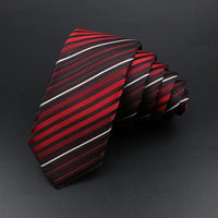 Men's Classic Skinny Stripe Necktie Red Navy Blue Ties Jacquard Woven Solid Plaid Dots Tie Daily Wear Cravat Wedding Party Gift