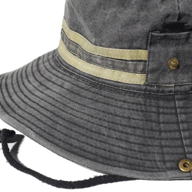 Fishing Hiking Sun Hat Men Women Boonie Wide Brim Bucket Hat Outdoor Safari Summer Cap Cotton Bucket Hat