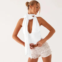 Summer new sexy neck strap low-cut back hollow camisole top