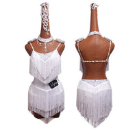 Latin Dance Dress Competition Costumes Skirt Performing Rhinestones Adult Children Tassel Various Color Red  White