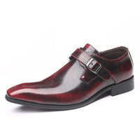Belt buckle Men's Shoes Fashion Low heel Dress shoes British plus size Leather non slip Footwear Male Formal Suit Shoe Homme