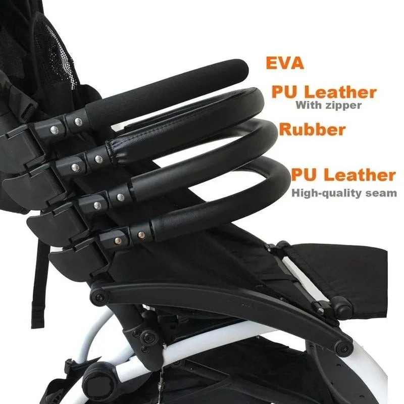 Baby Stroller Accessories Armrest PU Leather Bumper Bar Handrail Extend Footboard Compatible with Babyzen YOYO 2 YOYO 3