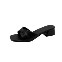 Women's Slippers Summer New Thick Heel Slipper Luxury Casual Leather Slippers for Women Square Toe Open Toe Slides Muller Slides