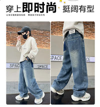 Boys Jeans 2024 Autumn&winter New Teenage Children Plus Fleece Warm Pants Boys Fried Street Handsome Pants Kids Denim Trousers