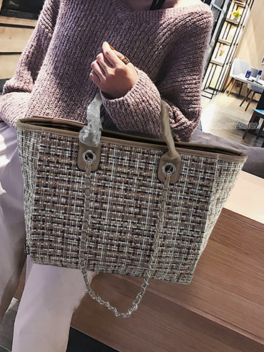 Summer Large Capacity Women Chain Bag Handbags For Female Fashion Shoulder Luxury Designer Tote Ladies Hand Bags Canvas