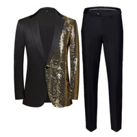Red Sequin Blazer & Pants Set , Men's Shiny Party Outfit Suits for Weddings, Concerts & Festive Celebrations