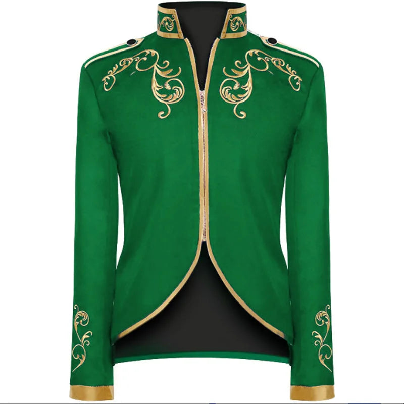 British Style Men Embroidered Flower Suit White / Blue / Red Male Wedding Dance Party Coat Singer Stage Performance Dress Blazer