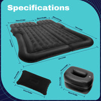 Universal Foldable Inflatable Bed Portable Inflatable Mattress Set Car Back Seat Sleeping Flocking Air Bed Cushion w/Pump+Pillow