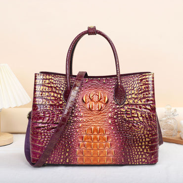 Genuine Leather Women&#39;s Handbags 2023 New Large-Capacity Lady Bucket Bag Crocodile Pattern Mom Shoulder Crossbody Bags Fashion