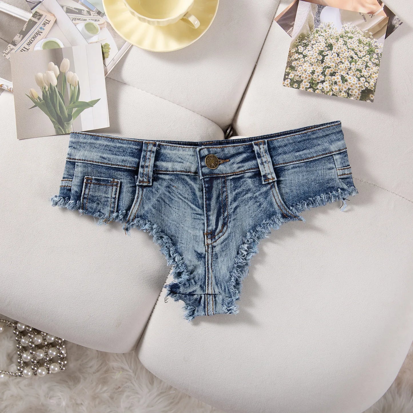 New High Rise Distressed Stretchy Spice Girls Low Waist Ripped Hole Jeans Denim Shorts Y2k Super Shorts Jean