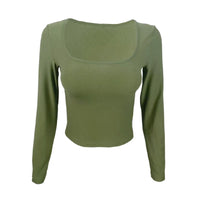 Long Sleeve T-shirt Slim Tops Sexy Woman Clothing Square-Cut Collar Close-fitting Tee Shirt Street Wear Fall 2025 New 2523