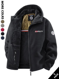 Men's Winter Fleece Hooded Jacket, Windproof and Warm, Suitable for Home Leisure, Sports, Running, Daily Commuting, Streetwear, and Vacation Wear.