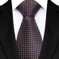 Luxury 8CM Mens Necktie Brown Orange Color Dot Stripes Ties For Man Groom Jacquard Woven Neck Tie For Business Wedding Party