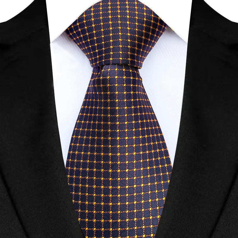 Luxury 8CM Mens Necktie Brown Orange Color Dot Stripes Ties For Man Groom Jacquard Woven Neck Tie For Business Wedding Party