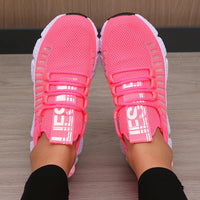 Women's Sneakers Knitted Mesh Breathable Fashionable Lightweight Soft Lace Up Shoes Flexible Trendy Exercise Walking Flat Shoes