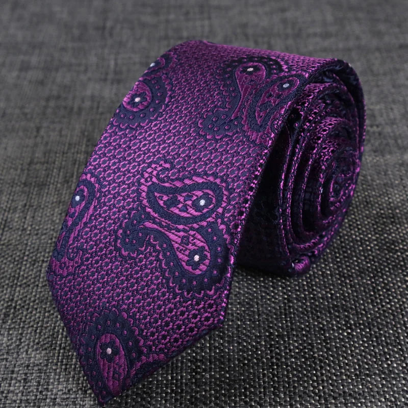 New Skinny 6CM Mens Necktie Slim Narrow Ties For Man Plaids Striped Paisley Jacquard Cravat Business Party Corbatas Neck Tie