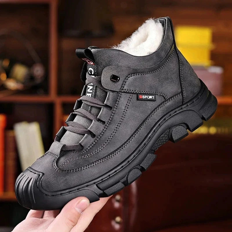 Winter cotton shoes for men with plush warm snow boots high top comfortable non slip wear-resistant outdoor casual shoes