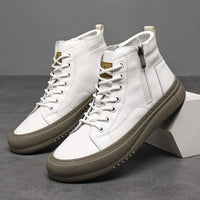 2024 Men's Spring and Autumn White Sneakers, New Trendy Versatile High-Top Sneakers, Summer Fashionable Casual Men's Shoes, Breathable and Wear-Resistant Sneakers