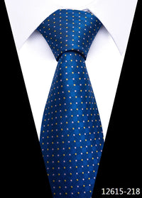 Newest Style 8 cm Necktie Man Blue Golden Striped Wedding Accessories Performance Tie Men Necktie Gravatas Fit Business