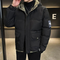 Down Jackets For Men Hooded Parkas Winter Models Man Padded Coat Offers Trend Unique Padding Korean 2024 Quilted Clothes Sale