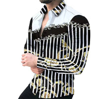 New Fashion luxury Men's Single Breasted Shirt Fall casual black rage print personality trend long sleeve top