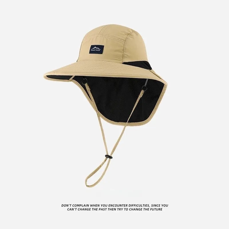 Wide Brim Sun Hat with Neck Flap Outdoor Bucket Hat UV Protection Cap for Men Women Summer Fishing Hiking Camping