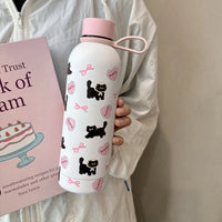 Stainless Steel Bow Cat Thermal Cup Leakproof Large Capacity Coffee Cup 500ml Vacuum Insulated Cup For Keeping Iced Coffee Tea