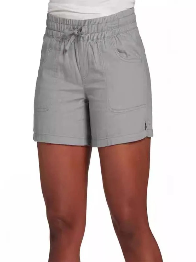 Women's High Waist Lace Up Shorts Casual Straight Pants Comfortable Monochromatic Summer New 2022