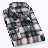 S-11XL Plaid Flannel Shirts For Men's Long Sleeve Cotton Fashion Design Young Casual Standard-Fit Thick Man Shirt Blouse Clothes