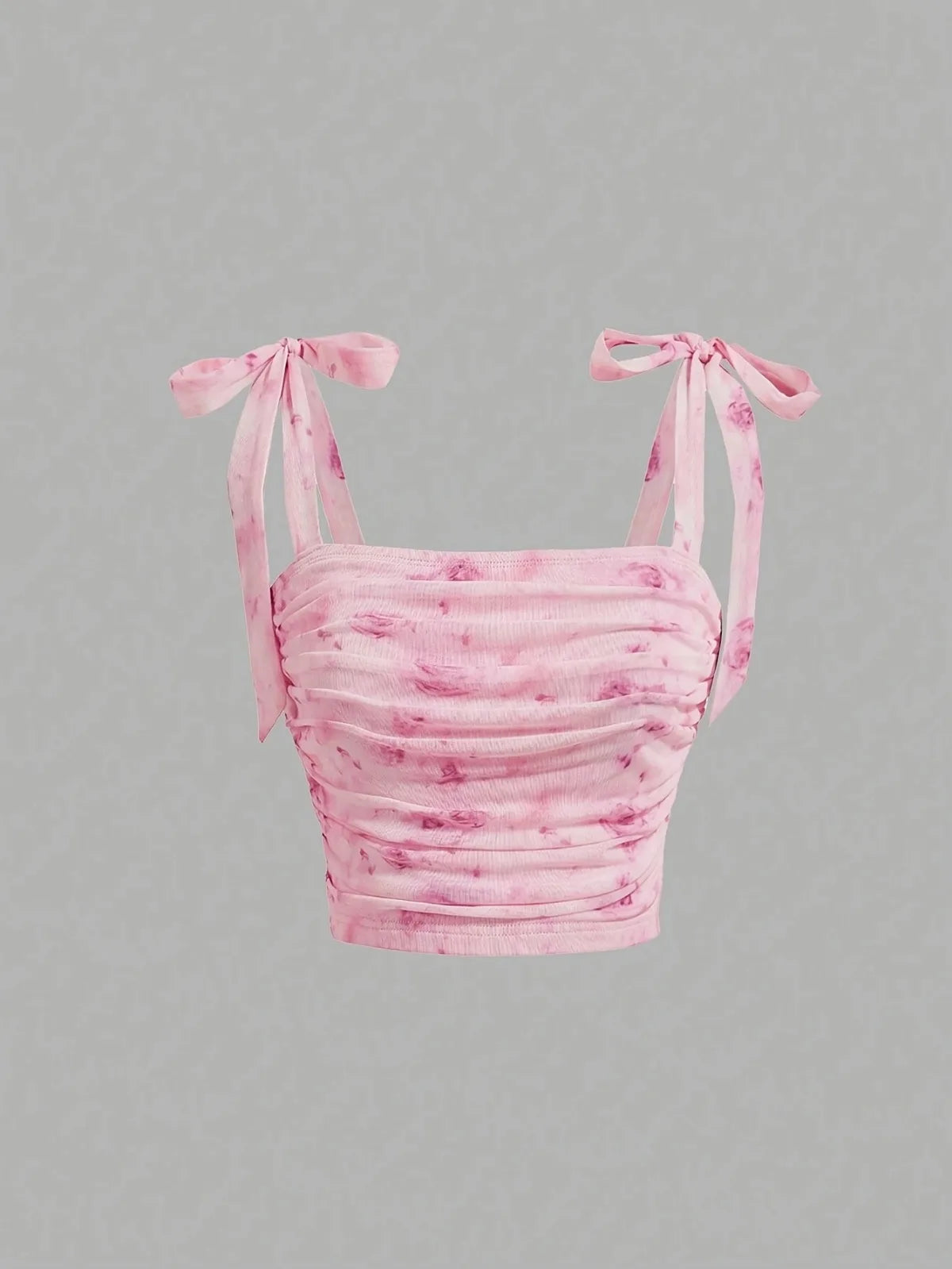 Solid Tie Shoulder Ruched Wide Strap Slim Fit Crop Top for Women Summer 2025 Y2K Clothes Pink Backless Cami Top Streetwear