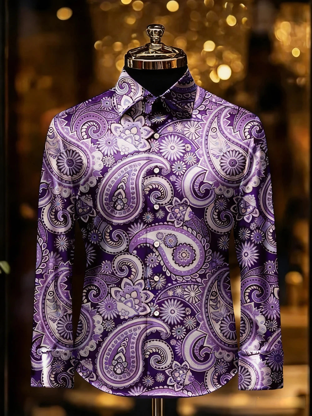 Men's retro gorgeous long-sleeved shirt gold pattern 3D printed shirt Hawaiian vacation wedding party shirt quick-drying for You