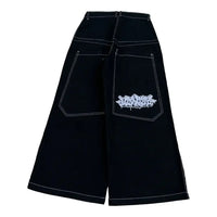 Harajuku Money Print Streetwear Jeans High Waist Wide Trouser Black Pants Streetwear Men Hip Hop Women Embroider Y2k Baggy Jeans