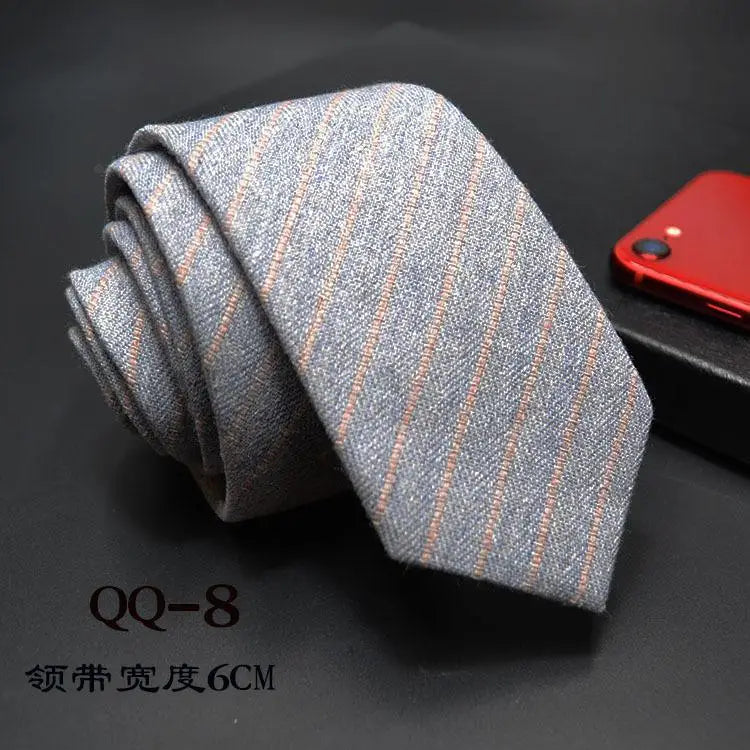 Mens Ties 6cm Classic Cotton Handmade Skinny Neck Ties for Men Striped Narrow Collar Slim Cashmere Tie Casual Plaid Tie For Man