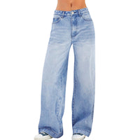 Jeans Wide Leg Jeans Pants For Women Casual For Women Fitshinling Fashion Clothing Vintafe Denim Trousers Light Blue Female