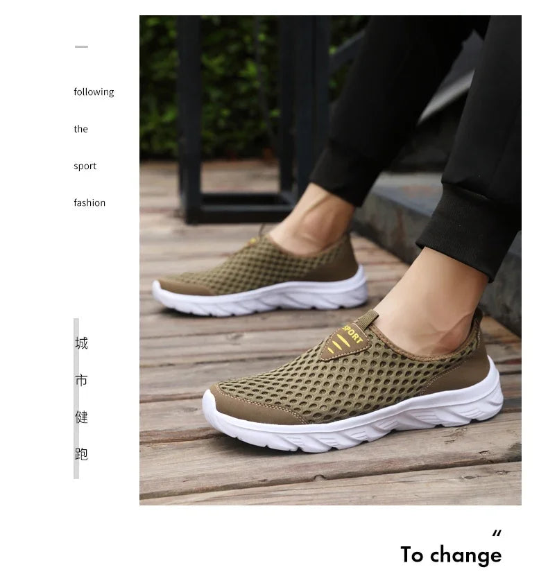YRZL Lightweight Men Casual Shoes Breathable Slip on Male Casual Sneakers Anti-slip Men's Flats Outdoor Walking Shoes Size 39-46