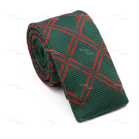 Novelty Chic Knitted Ties For Men Women Red Green Grey Woven Necktie Plaid Geometric Pattern Skinny Slim Narrow Winter Cravat