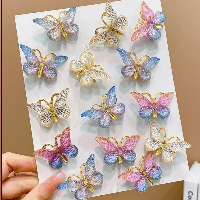 5pcs/set Butterfly Hair Clips Sweet Women Gradient Small Hairpins Mini Baby Girls Cute Colors Barrette Headwear Hair Accessories