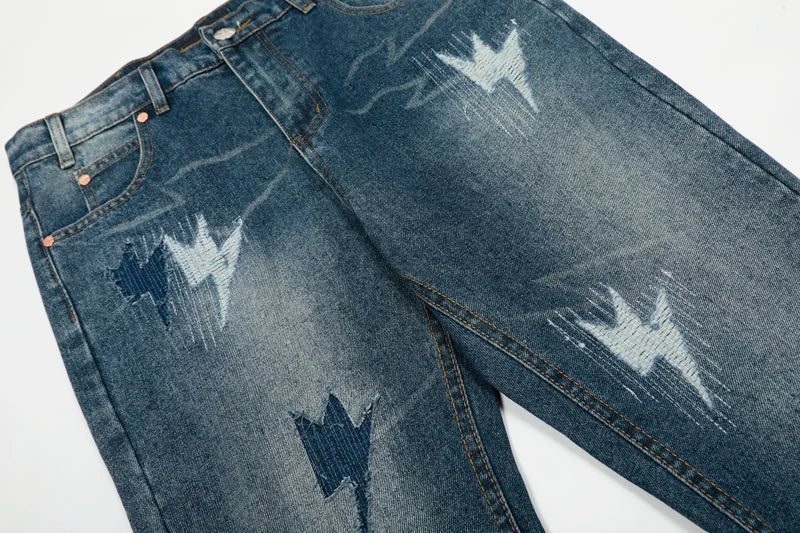 Spring Summer New Fashion Casual Hip Hop Softened Denim Straight Leg Pants High Street Men Women Loose Comfortable Jeans